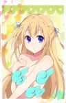  1girl amagi_brilliant_park blonde_hair blue_eyes breasts censored hair_ribbon long_hair looking_at_viewer parted_lips ribbon solo sylphy_(amaburi) yukichi_(eikichi) 