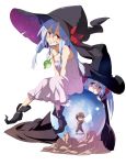  black_legwear blue_hair brown_hair hair_between_eyes hat inue_shinsuke long_hair lulu_schoendoerffer nonomiya_ippei pointy_shoes thigh-highs witch_hat yappa_choroin_desho! 