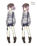  1girl amagai_tarou hat purple_hair short_hair solo 