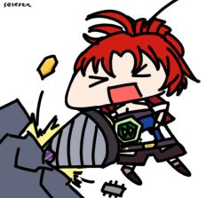 >_< 1girl animated_gif drill gem honkai_(series) honkai_impact_3rd long_hair mining murata_himeko seseren