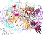  1girl asymmetrical_wings bare_legs black_wings breasts chain chaos_venus_(p&amp;d) cherub choker circlet dress feathered_wings flower hair_flower hair_ornament halo heart jewelry large_breasts long_hair metta-uchi puzzle_&amp;_dragons solo tiara venus_(p&amp;d) white_wings wings 