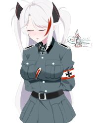  1girl azur_lane german_army long_hair military military_uniform prinz_eugen_(azur_lane) ss_uniform streaked_hair twintails wehrmacht 