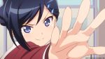  1girl blue_eyes blue_hair colored hair_ornament hairpin inou-battle_wa_nichijou-kei_no_naka_de key_frame kudou_mirei open_hand reaching_out screencap smile solo trigger_(company) 