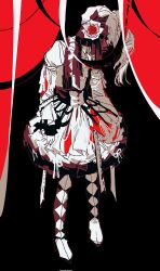  1girl 1other akiyama_mizuki dress flower frilled_dress frilled_sleeves frills full_body goguma_wagamja hair_flower hair_ornament highres keikyoku_no_machi_wa_doko_e_(project_sekai) long_sleeves official_alternate_costume other_focus project_sekai rose side_ponytail sketch solo standing white_dress white_flower white_hair white_rose 