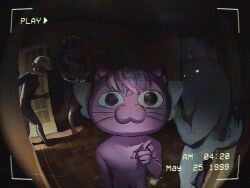  absurdres commentary dark door english_commentary hatotaurus_(ookami_mio) highres hololive hololive_gamers hyde_(tabakko) listener_(inugami_korone) looking_at_viewer okanyan_(nekomata_okayu) recording shadow timestamp whiskers 