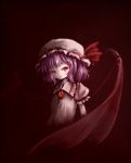 1girl arinu bat_wings bow brooch dark hat hat_bow jewelry lavender_hair red_eyes remilia_scarlet solo touhou wings 