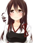  1girl akagi_(kantai_collection) blush brown_eyes brown_hair drooling highres kantai_collection long_hair muneate portrait simple_background solo tasuki tearing_up tears trembling white_background yamasuta 