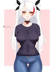 1girl azur_lane casual long_hair prinz_eugen_(azur_lane) smile twintails two_side_up 