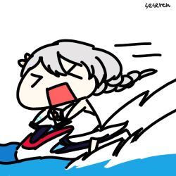 &gt;_&lt; 1girl animated_gif braid braided_ponytail honkai_(series) honkai_impact_3rd jet_ski kiana_kaslana long_hair seseren