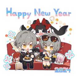 1boy 1girl 2024 absurdres caelus_(honkai:_star_rail) character_pillow dan_heng_(honkai:_star_rail) dan_heng_(imbibitor_lunae)_(honkai:_star_rail) happy_new_year highres himeko_(honkai:_star_rail) honkai:_star_rail honkai_(series) humi_humi march_7th_(honkai:_star_rail) pom-pom_(honkai:_star_rail) stelle_(honkai:_star_rail) tagme trailblazer_(honkai:_star_rail) welt_yang 