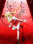  blonde_hair flandre_scarlet hat ponytail red_eyes short_hair side_ponytail solo touhou wings wrist_cuffs 