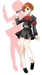  evoker female_protagonist_(persona_3) gun gun_to_head kneehighs persona persona_3 persona_3_portable red_eyes red_hair redhead school_uniform short_hair socks tamaoka_kagari weapon white_legwear 