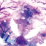  cherry_blossoms d2c kannabi_no_mikoto long_hair lowres purple_hair solo wings 