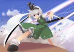  danmaku explosion hairband katana konpaku_youmu konpaku_youmu_(ghost) mieharu myon short_hair silver_hair sword touhou weapon 