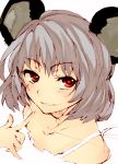  bare_shoulders camisole grey_hair hands highres mouse_ears nazrin paradise_ikeda red_eyes short_hair sketch smile solo touhou 