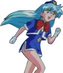  blue_hair legs long_hair miniskirt skirt stewardess tenjouin_katsura 