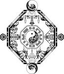  ba_gua blazblue crest highres litchi_faye_ling monochrome official_art yin_yang 