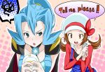  bad_id blue_hair blush bow brown_hair cape cellphone english gym_leader hat hat_ribbon ibuki_(pokemon) kotone_(pokemon) overalls phone pokemon pokemon_(game) pokemon_gsc ponytail red_ribbon ribbon shoulder_pads toru_k tsundere twintails 