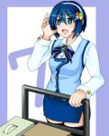  blue_eyes blue_hair dom_(artist) hair_ornament madobe_nanami nanami_madobe open_mouth os solo tom_(tominaga8901) 