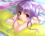  bare_shoulders blush bunny_ears close-up crossed_arms eyelashes face fingernails flotation_aid kobanzame lavender_hair long_hair nude purple_hair rabbit_ears red_eyes reisen_udongein_inaba smile solo touhou water 