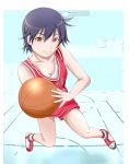  bakemonogatari ball basketball basketball_uniform kanbaru_suruga monogatari_(series) short_hair sportswear tyamag 