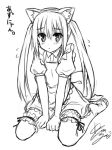  alternate_costume animal_ears cat_ears enmaided feet garters k-on! maid monochrome nakano_azusa sketch solo thigh-highs thighhighs twintails 