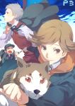  bad_id baseball_cap brown_eyes brown_hair dog hat hoodie iori_junpei jacket koromaru male persona persona_3 red_eyes sanada_akihiko short_hair silver_hair smile yuko_(sarusa) 