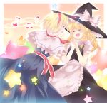  alice_margatroid bad_id blonde_hair blue_eyes braid hairband hat kirisame_marisa long_hair multiple_girls short_hair touhou witch_hat yatomi 