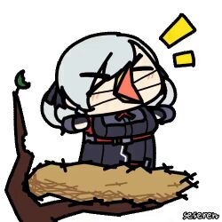 &gt;_&lt; 1girl animated_gif bird_nest girls_frontline medium_hair nest seseren spas-12_(girls_frontline)