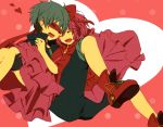  blue_hair carrying dress giggles happy_tree_friends mask pink_dress pink_hair princess_carry red_bow red_shoes shoes short_hair smile splendid 