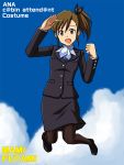  all_nippon_airways clouds futami_mami idolmaster jumping lielos ponytail salute sky stewardess uniform 
