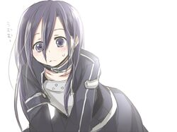  1boy all_fours black_eyes black_hair blush breastplate kirito kirito_(sao-ggo) long_hair male nyame simple_background sword_art_online trap white_background 