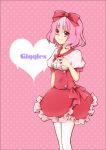  1girl dress giggles gijinka happy_tree_friends mondomedia pantyhose personification pink_dress pink_eyes pink_hair short_hair tagme 