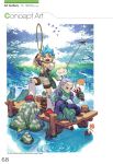  2boys anger_vein artist_request blue_eyes blue_hair breath_of_fire capcom character_request concept_art fishing fishing_rod highres lobster multiple_boys official_art purple_hair red_eyes scan 