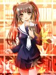  1girl brown_eyes brown_hair dr_rex long_hair original school_uniform solo twintails 