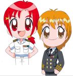  2girls futari_wa_precure futari_wa_precure_max_heart hino_akane_(smile_precure!) military military_uniform misumi_nagisa multiple_girls precure schneider_(sierra-77) smile_precure! uniform us_navy white_background 