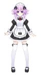  1girl absurdres alternate_costume apron choujigen_game_neptune enmaided highres maid maid_headdress mary_janes neptune_(choujigen_game_neptune) neptune_(series) purple_hair shoes smile solo thigh-highs violet_eyes white_legwear 