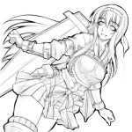  1girl breastplate character_request greyscale hairband kantai_collection long_hair mecha_musume monochrome ootsuki_wataru sketch skirt solo vambraces very_long_hair 
