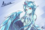  anivia blue_hair breasts league_of_legends nam_(valckiry) personification red_eyes short_hair short_hair_with_long_locks 