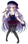  1girl bunsai hat highres long_hair pantyhose purple_hair solo tagme violet_eyes 