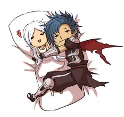  1boy :i armor armored_boots assassin_cross_(ragnarok_online) black_cape black_gloves black_pants black_shirt blue_hair boots cape chibi chibi_only closed_eyes closed_mouth dakimakura_(object) full_body gloves hugging_object male_focus pants pauldrons pillow pillow_hug ragnarok_online rinslette shirt shoulder_armor simple_background solo torn_cape torn_clothes vambraces waist_cape white_background 