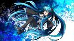  1girl blue_hair floating full_body hatsune_miku kanna_(chaos966) long_hair looking_at_viewer smile solo thigh-highs thighs twintails very_long_hair vocaloid zettai_ryouiki 