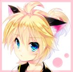  1boy animal_ears blonde_hair blue_eyes blush cat_ears kagamine_len kemonomimi_mode looking_at_viewer riko_(kujira215) short_hair solo vocaloid 