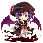  1girl bat_wings blue_hair chibi hat red_eyes remilia_scarlet short_hair solo tosura-ayato touhou wings 