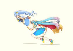  2girls ankle_boots arm_warmers blue_boots blue_dress blue_eyes blue_hair blue_skirt boots cure_princess cure_sky detached_sleeves diamond_mouth dress earrings fingerless_gloves flying frilled_dress frilled_skirt frills full_body gloves go!_princess_precure gradient_hair hair_ornament high_heel_boots high_heels highres hirogaru_sky!_precure in-franchise_crossover jewelry long_hair looking_at_another magical_girl multicolored_hair multiple_girls o_o pink_hair precure puffy_short_sleeves puffy_sleeves running shirayuki_hime short_sleeves sidelocks simple_background skirt sleeveless sora_harewataru thigh-highs twintails two-tone_hair very_long_hair white_background white_gloves white_thighhighs wing_hair_ornament yuu13 