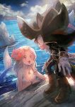  aoki_(fumomo) boots flower gloves hair_flower hair_ornament hat jewelry maria_robotnik mermaid monster_girl necklace pirate pirate_hat shadow_the_hedgehog smile sonic_the_hedgehog water 