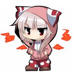  1girl adapted_costume alternate_costume chibi fujiwara_no_mokou hands_in_pockets hooded_jacket long_hair looking_at_viewer red_eyes silver_hair solo touhou twumi 
