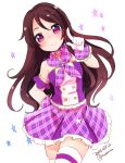  aikatsu! brown_hair dress gloves long_hair purple_eyes shibuki_ran skirt smile 