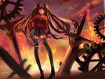  1girl black_hair doll_(redlabster) fate/stay_night fate_(series) gears legs long_hair solo thigh-highs tohsaka_rin toosaka_rin two_side_up unlimited_blade_works 