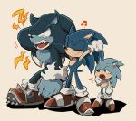  aoki_(fumomo) gloves multiple_persona musical_note shoes sneakers sonic sonic_the_hedgehog stretch tired werehog yawning 